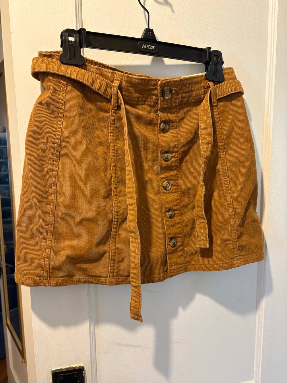American Eagle Outfitters Corduroy Button-Front Mini Skirt with Tie